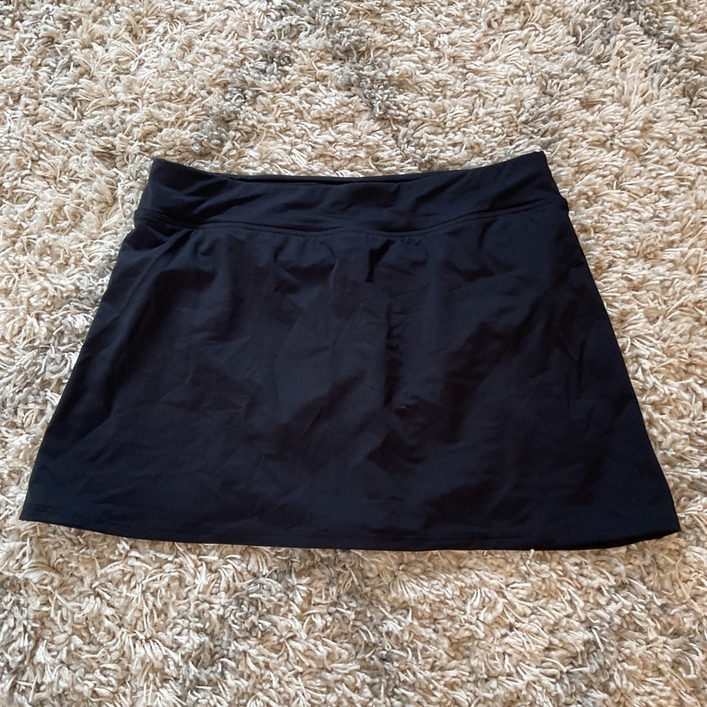 Lands End Womens Black Swim Skirt Skort Built In Brief‎ Size 6 Solid Activewear